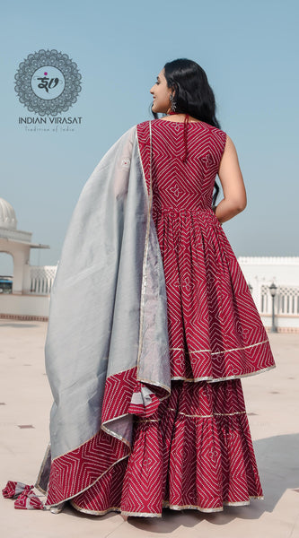 Plum Maroon Cut Sleeves Sharara Set - Indianvirasat