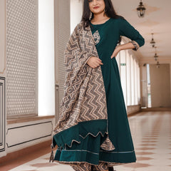 Munga Green Pittan work Anarkali Suit Set