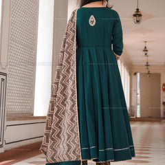 Munga Green Pittan work Anarkali Suit Set