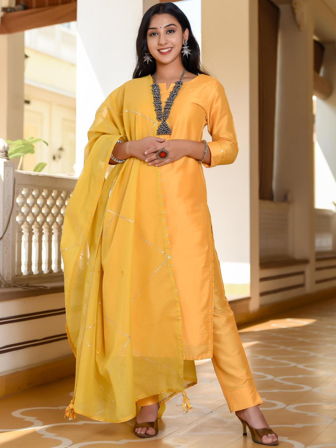 Yellow Color Casual Wear Delicate Top Bottom Contrast Dupatta Set In R |  How to wear, Casual wear, Latest suit styles