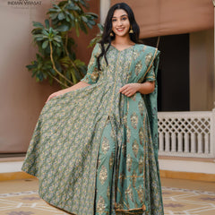 Juniper Green Front Slit Suit Set