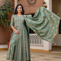 Juniper Green Front Slit Suit Set