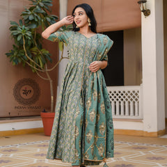 Juniper Green Front Slit Suit Set