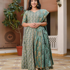 Juniper Green Front Slit Suit Set