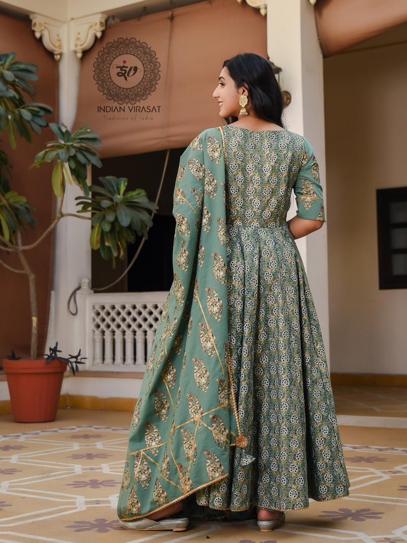 Juniper Green Front Slit Suit Set