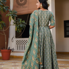 Juniper Green Front Slit Suit Set