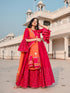 Pink Flary Dress with butterfly Sleeves and Contrast Dupatta