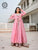Flamingo Pink Cape with Printed Inner & Dupatta