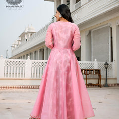 Flamingo Pink Cape with Printed Inner & Dupatta