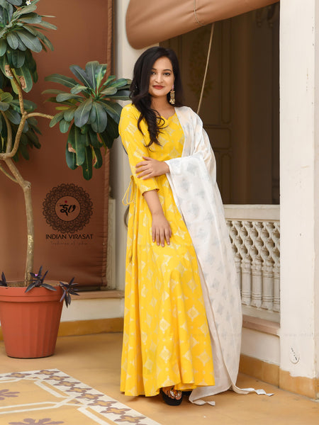 Daffodil Yellow Anarkali Dress