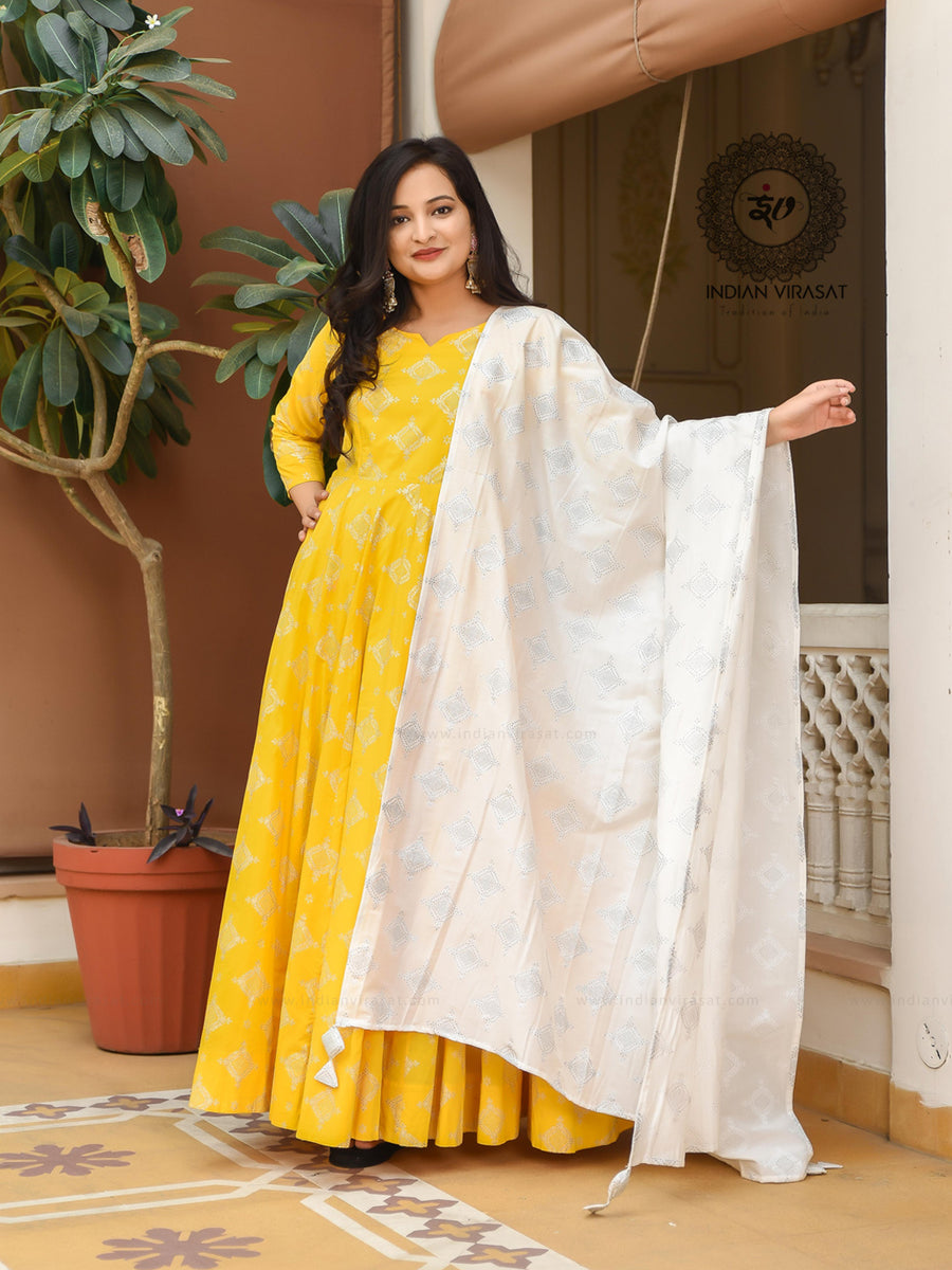 Daffodil Yellow Anarkali Dress – Indianvirasat