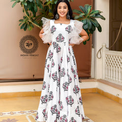 Salt White Mughal Boota Dress