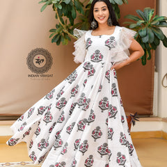 Salt White Mughal Boota Dress