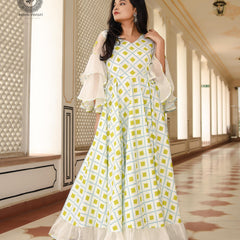 Powder White Printed Dress