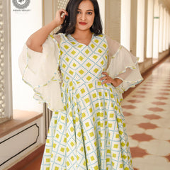 Powder White Printed Dress