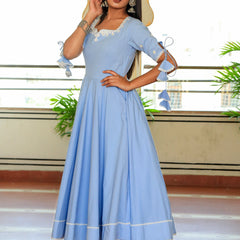 Ice Blue Ethnic Anarkali Set