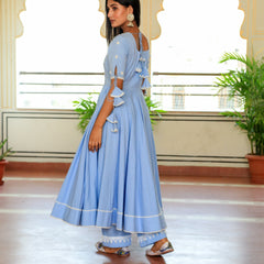 Ice Blue Ethnic Anarkali Set