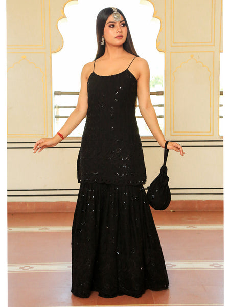 Srivalli Black Tieup Sharara Set