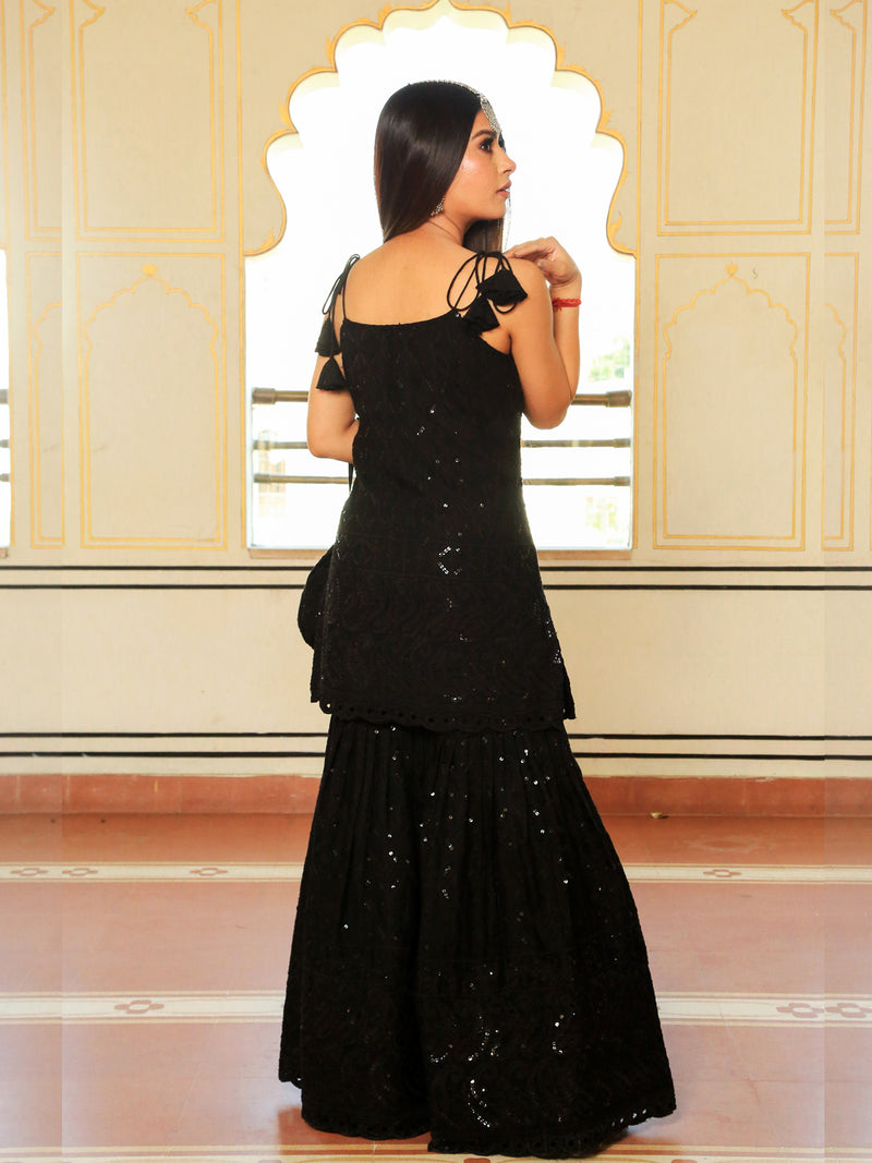 Srivalli Black Tieup Sharara Set