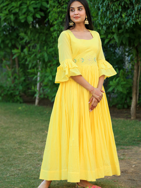 Happy Yellow Embroidered Dress