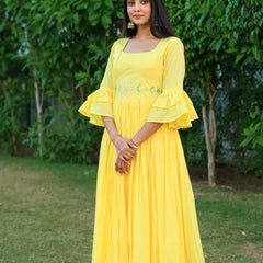 Happy Yellow Embroidered Dress