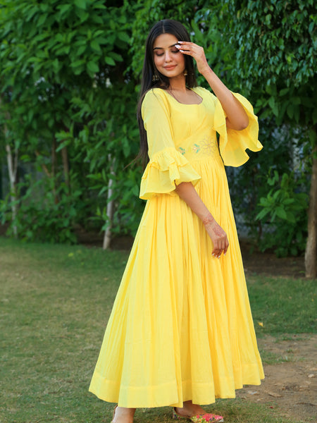 Happy Yellow Embroidered Dress