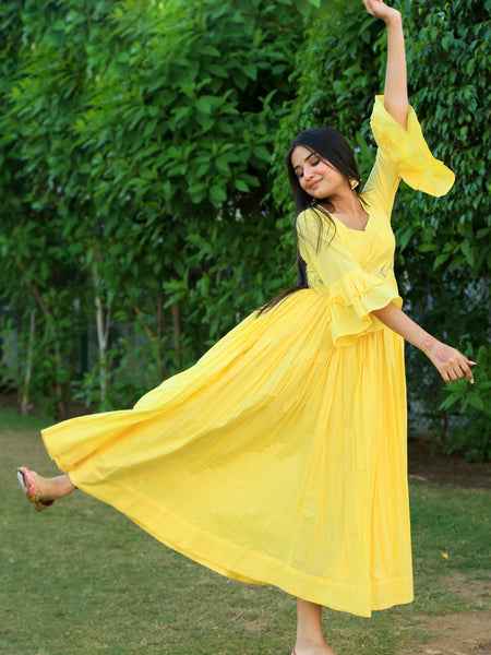 Happy Yellow Embroidered Dress