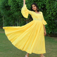 Happy Yellow Embroidered Dress