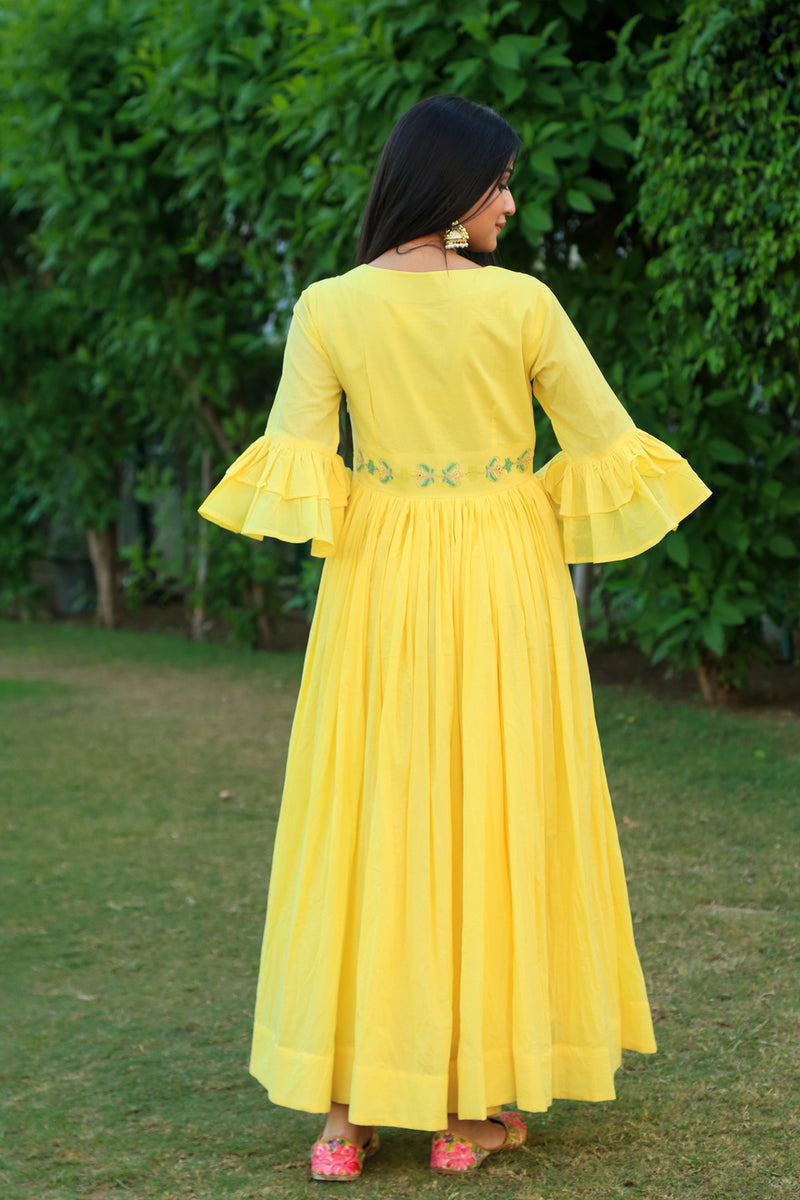 Happy Yellow Embroidered Dress