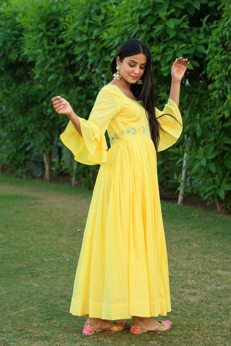 Happy Yellow Embroidered Dress
