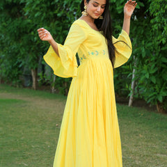 Happy Yellow Embroidered Dress