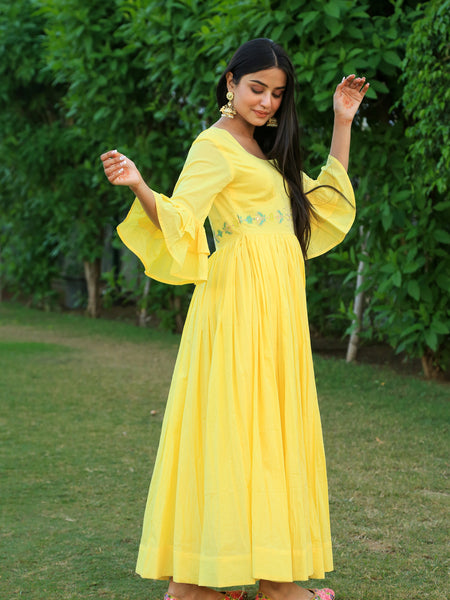 Happy Yellow Embroidered Dress