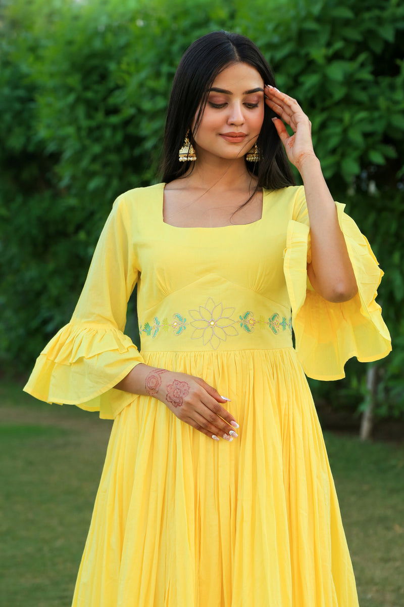 Happy Yellow Embroidered Dress