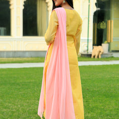 Corn Yellow Embroidered Suit Set with Dupatta