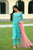 Sea Green Embroidered Suit Set with pink dupatta