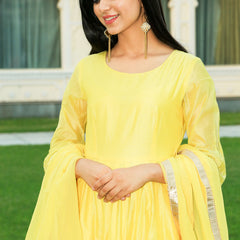 Pineapple Yellow Anarkali Dress With Dupatta