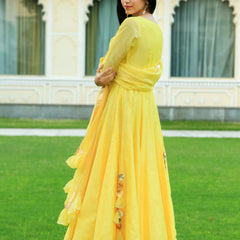 Pineapple Yellow Anarkali Dress With Dupatta