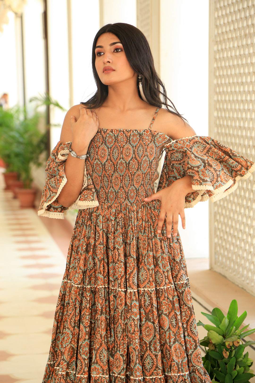 Cold shoulder Umbrella Flair Dress - Indianvirasat