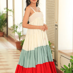 Deep Colour Full Flair Tiered Dress