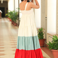 Deep Colour Full Flair Tiered Dress