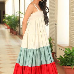 Deep Colour Full Flair Tiered Dress