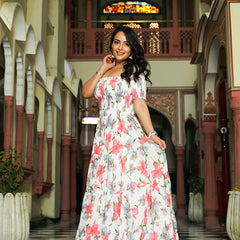 Contemporary White Floral off Shoulder Dress