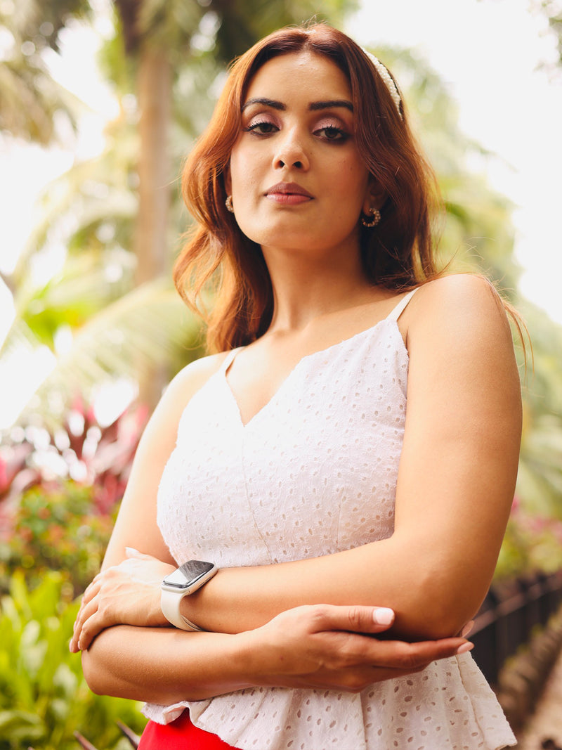 Vigorous White & Red Party Wear Set