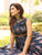 Aegean Blue Leaf Print Maxi Dress